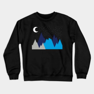 Moon, mountains, starry sky Crewneck Sweatshirt